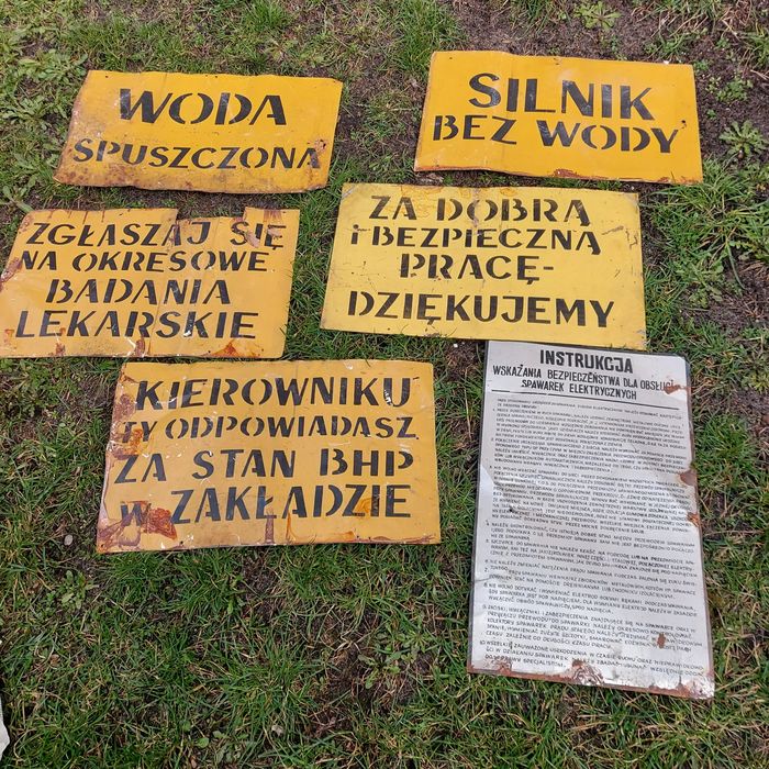 Tablica informacja BHP blaszane PRL