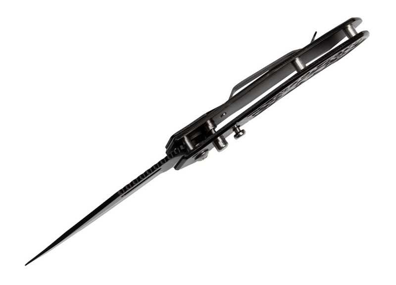 Czarny nóż sprężynowy Black Hase N-002D z klipsem