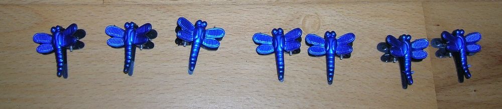 nowe spinki klamerki ważki niebieskie komplet