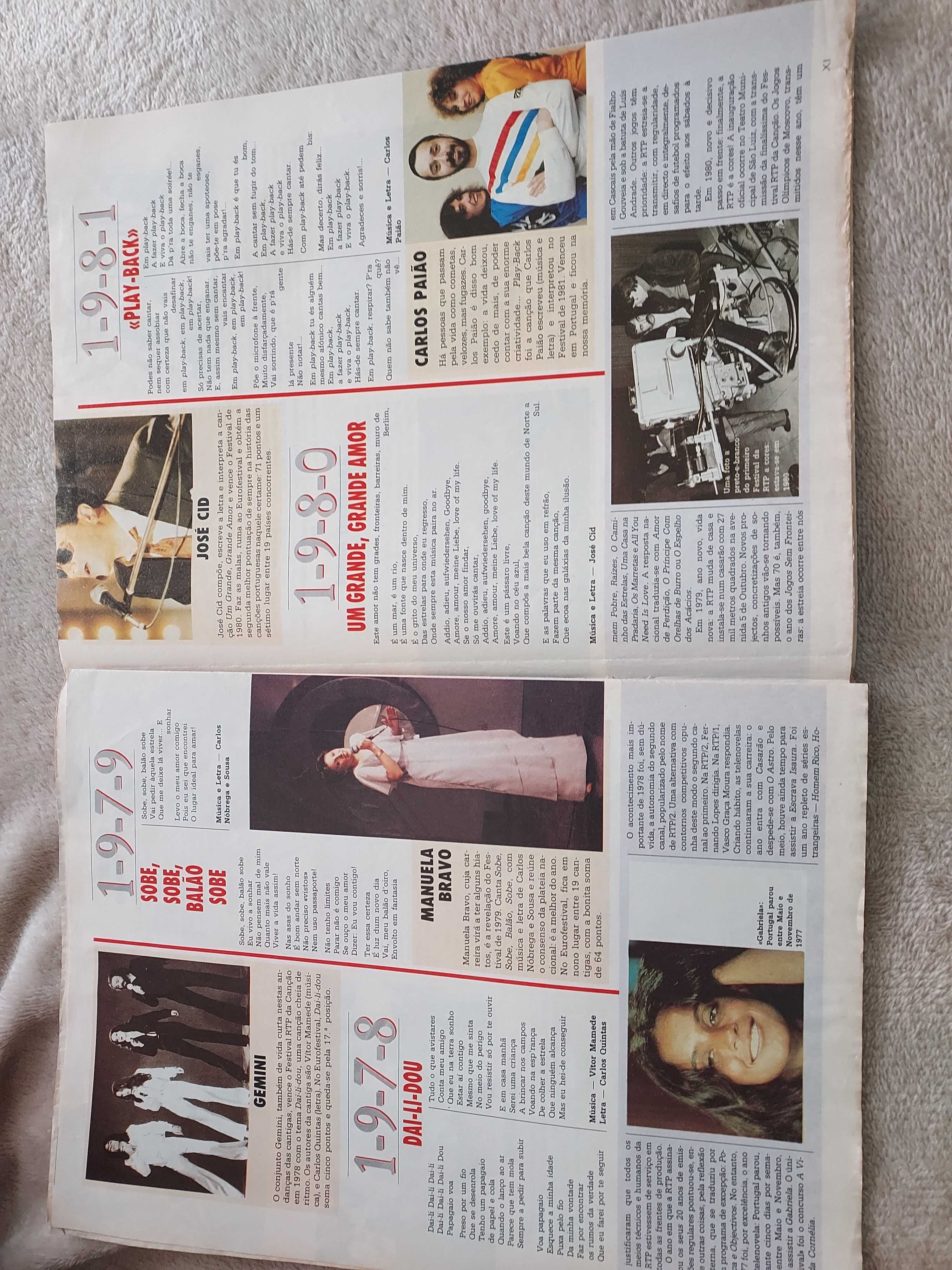 Revista TV guia com as  letras di festival da canção 1964 a 1989