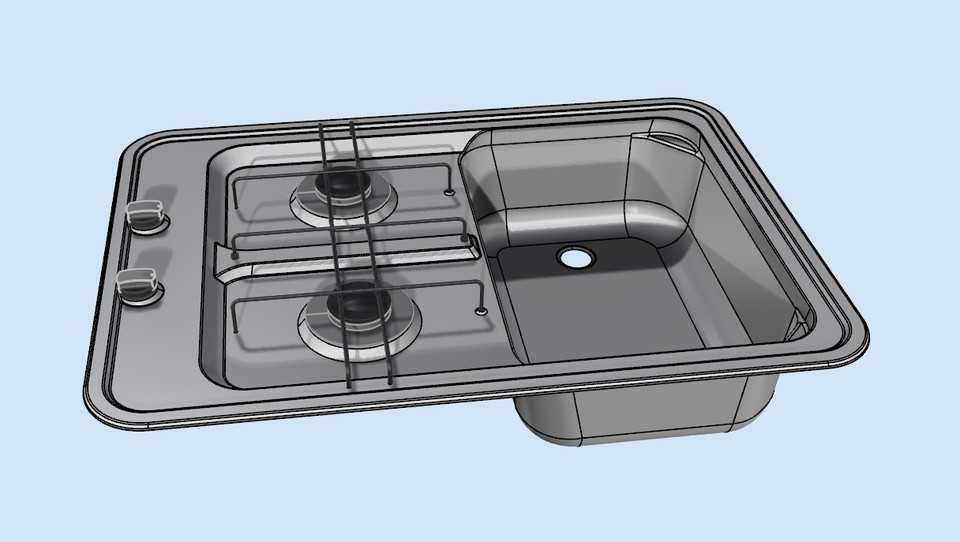 Dometic HS 2420 R газова поверхня на 2 комфорки+мийка справа (Італія)