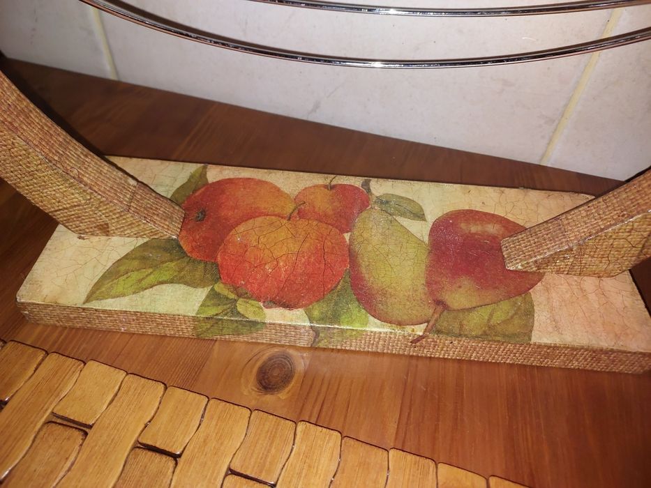 Koszyk kosz na owoce Decoupage bujany kosz metalowy hustawka