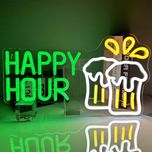 Sinal Luminoso Néon LED em Acrílico Happy Hour Cerveja/ Beer