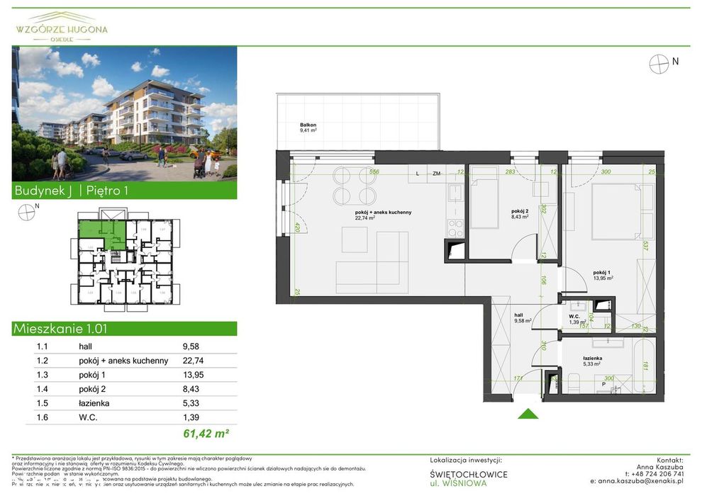 Wzgórze Hugona | Trzypokojowe Mieszkanie J.1.01