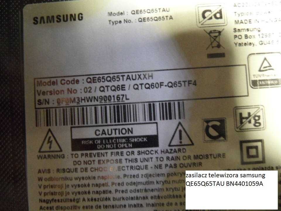 zasilacz telewizora samsung QE65Q65TAU