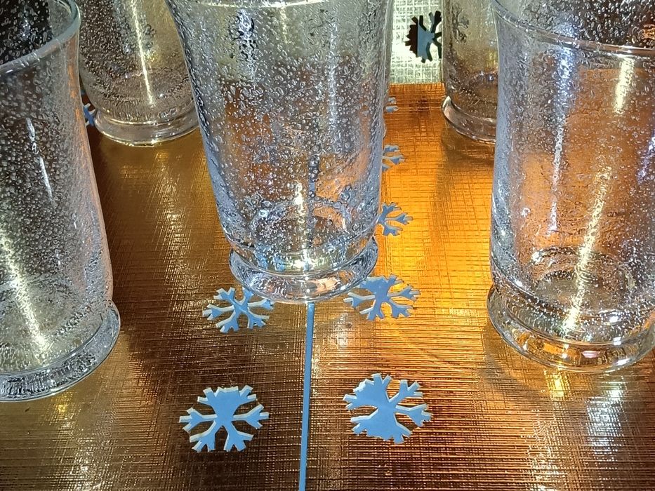 6 X HAND MADE śliczne wysokie szklanki Krosno Tarnów SZKŁO SPIENiONE