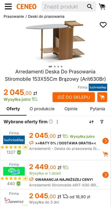 Włoska deska do prasowania za jedną trzecią ceny.