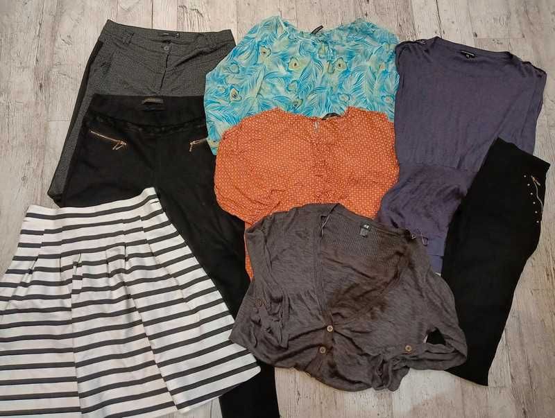 Zestaw ubrań damskich L/XL 8 szt spodnie bluzki spódnica