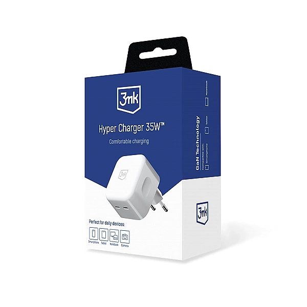 Ładowarka sieciowa 3mk Hyper Charger 35W 2x USB-C - biała