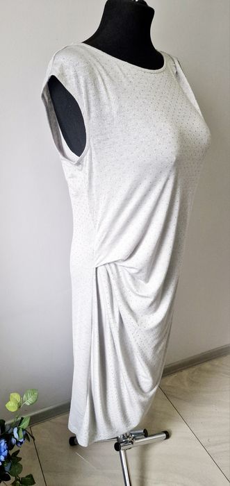 Suknia Solar szara ze srebrnymi akcentami  44 /XXL