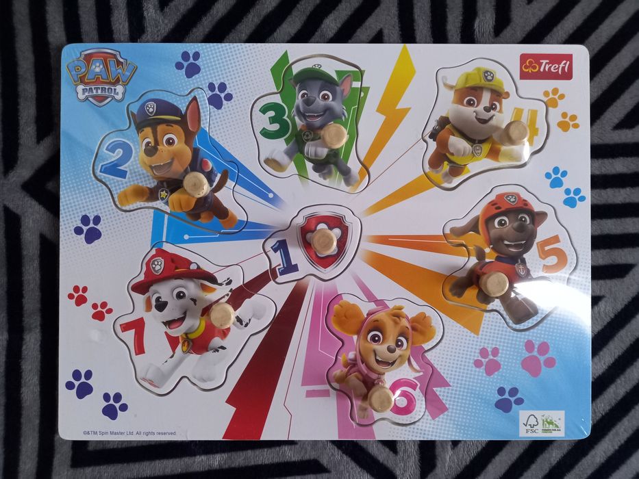 NOWE puzzle drewniane układanka psi paw patrol trefl numery folia