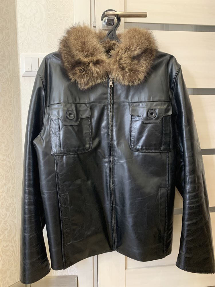 Мужская зимняя кожаная курточка/дубленка Rebado 48 размера