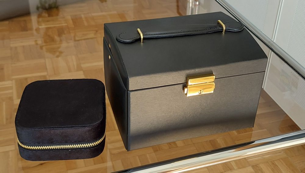 Nowy zestaw prezentowy szkatuła kuferek +organizer na biżuterię czarny