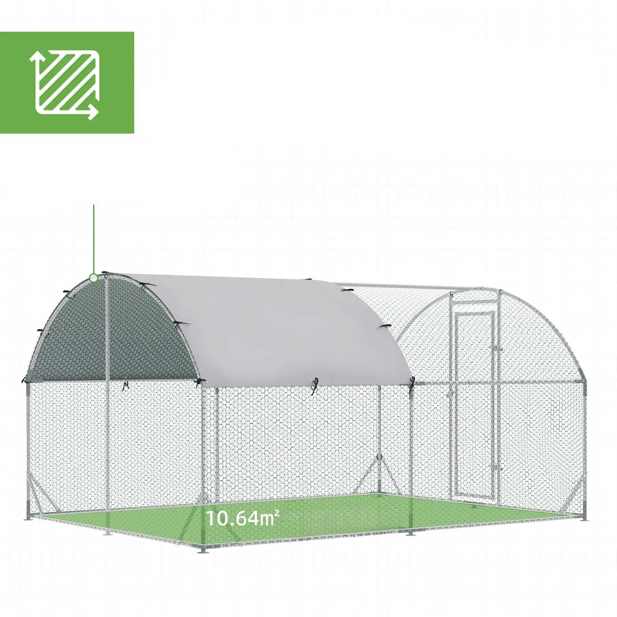 Wybieg dla kur 280x380cm Kaczek Kurnik dla 6-12 kur z Dachem 10m2