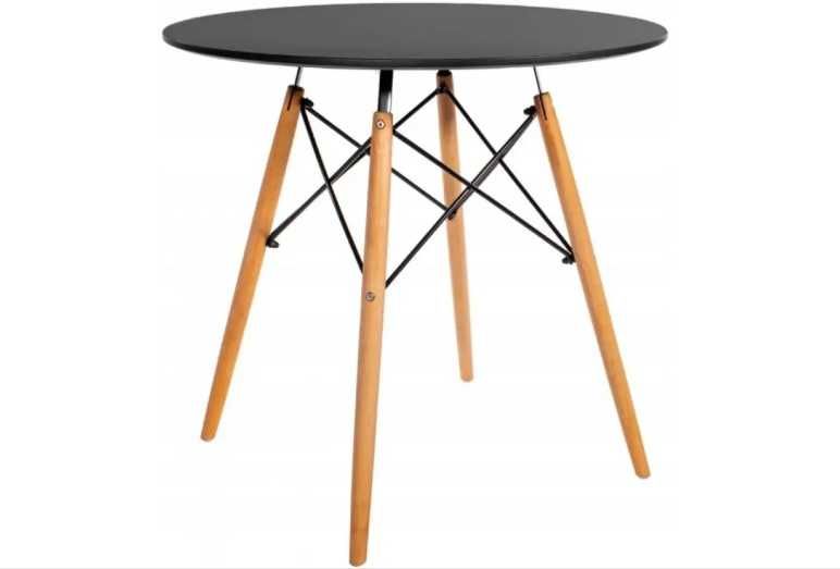 Комплект черный обеденный стол круглый для кухни +стулья 4 шт кресла