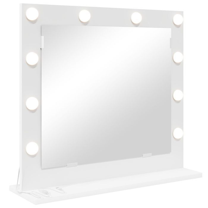 vidaXL Lustro toaletowe z oświetleniem LED białe 60x55x18 cm