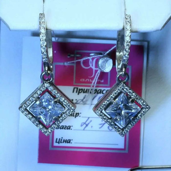 Серебряные серьги, сережки из серебра с камнями, без вставок 925 проба