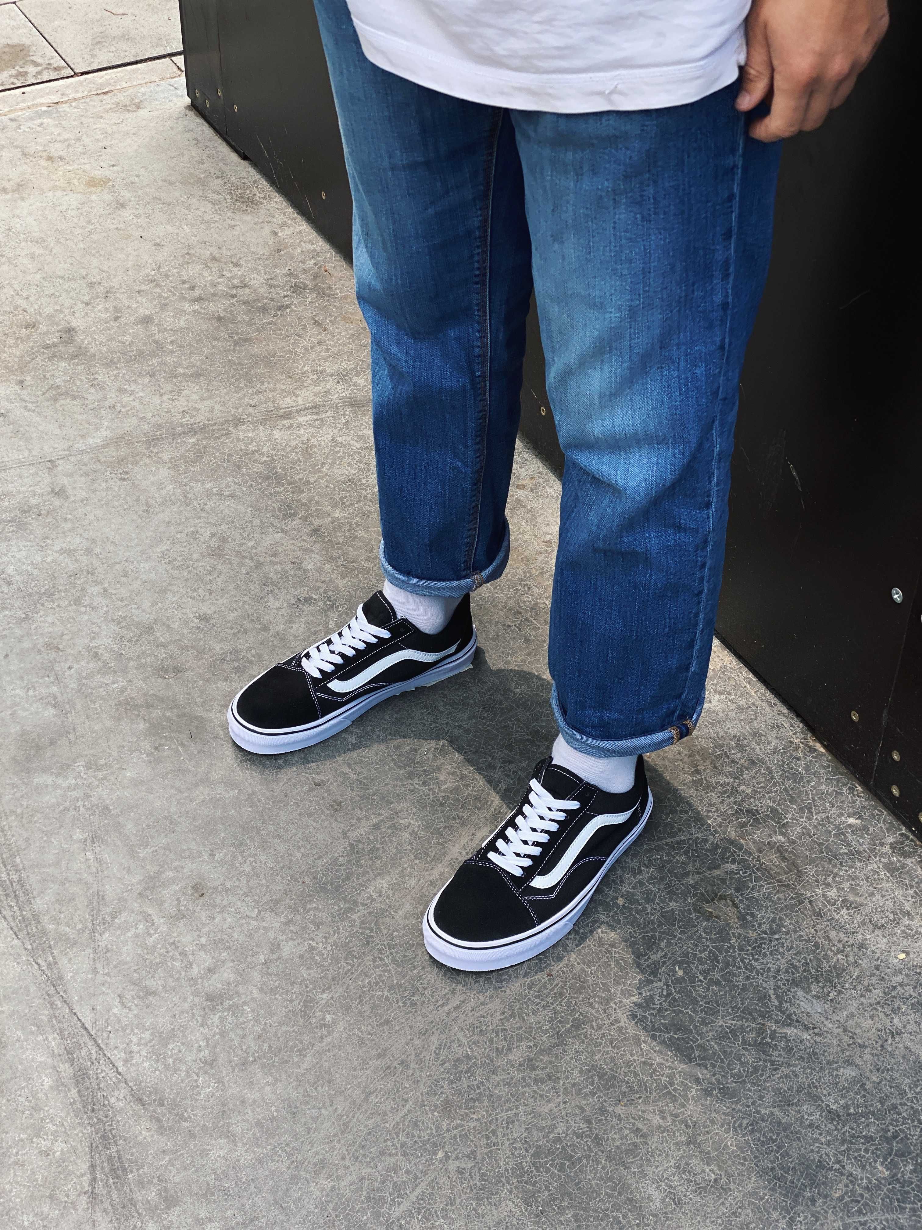 Кеди Ванс Олд Скул Чорно-білі Vans old skool Black and white Вансы