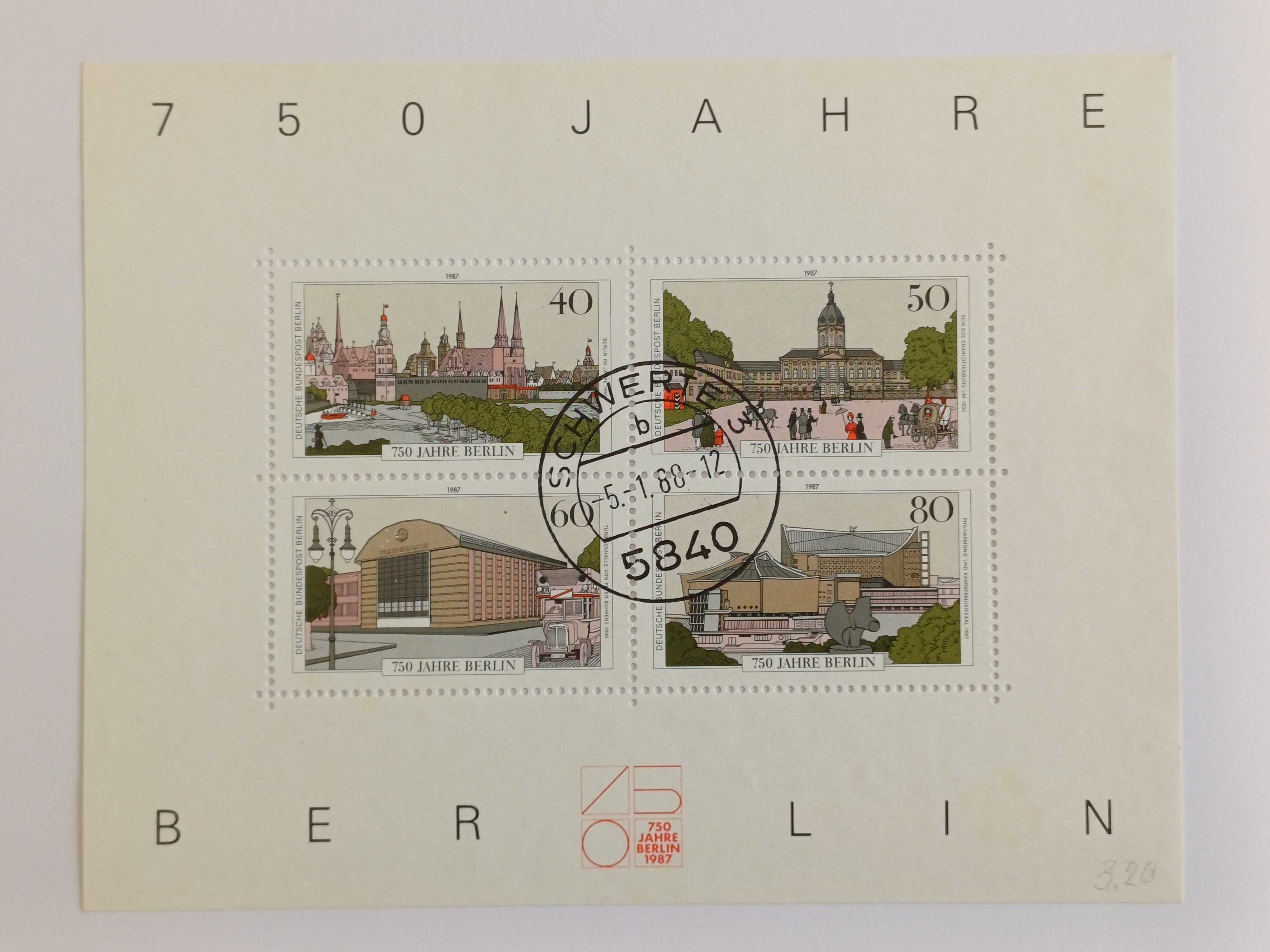 Filatelia - Alemanha Berlim – Bloco 750 anos Berlim – 1987