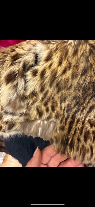 Шуба леопардова оцелот камишивий кіт натуральна песець воротнік