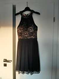 Sukienka czarna rozmiar s tiul koronka