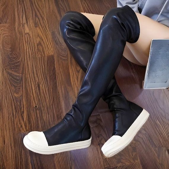 Rick owens leather knee женские рик овенс высокие под колено