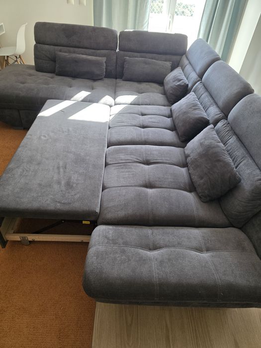 Sofá de canto com cama ETERNITY dereita 5 lugares antracite