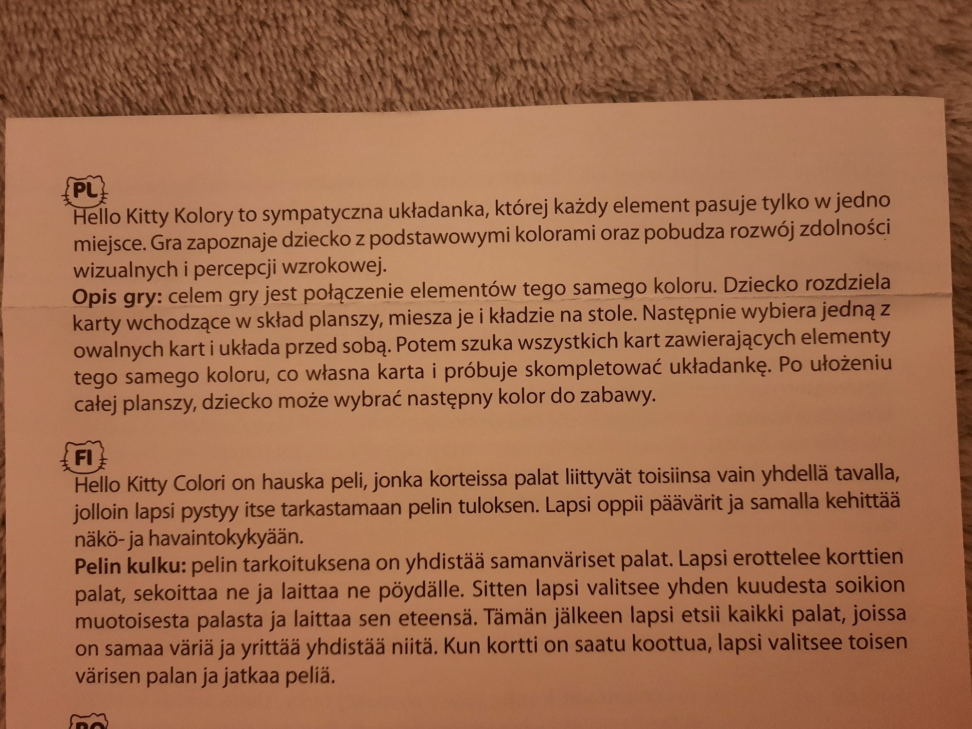 Gra Hello Kitty dla dzieci 2 w 1 klocki kolory