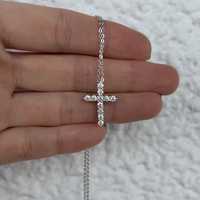 Серебряная цепочка с крестиком Tiffany с «бриллиантом» муассанит