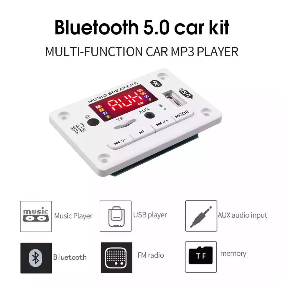 Декодер аудио модуль, МР3 Bluetooth 5,0 . FM TF USB AUX. Плеер DC5-12V