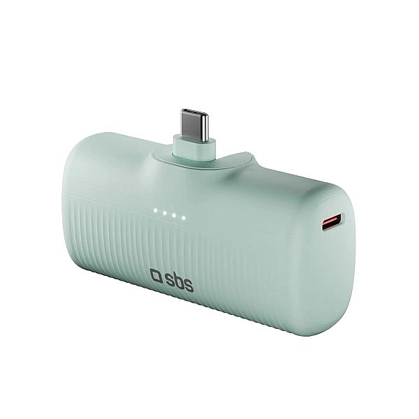 Powerbank SBS EcoPower 5000 mAh 10W z wbudowanym portem USB-C - zielon