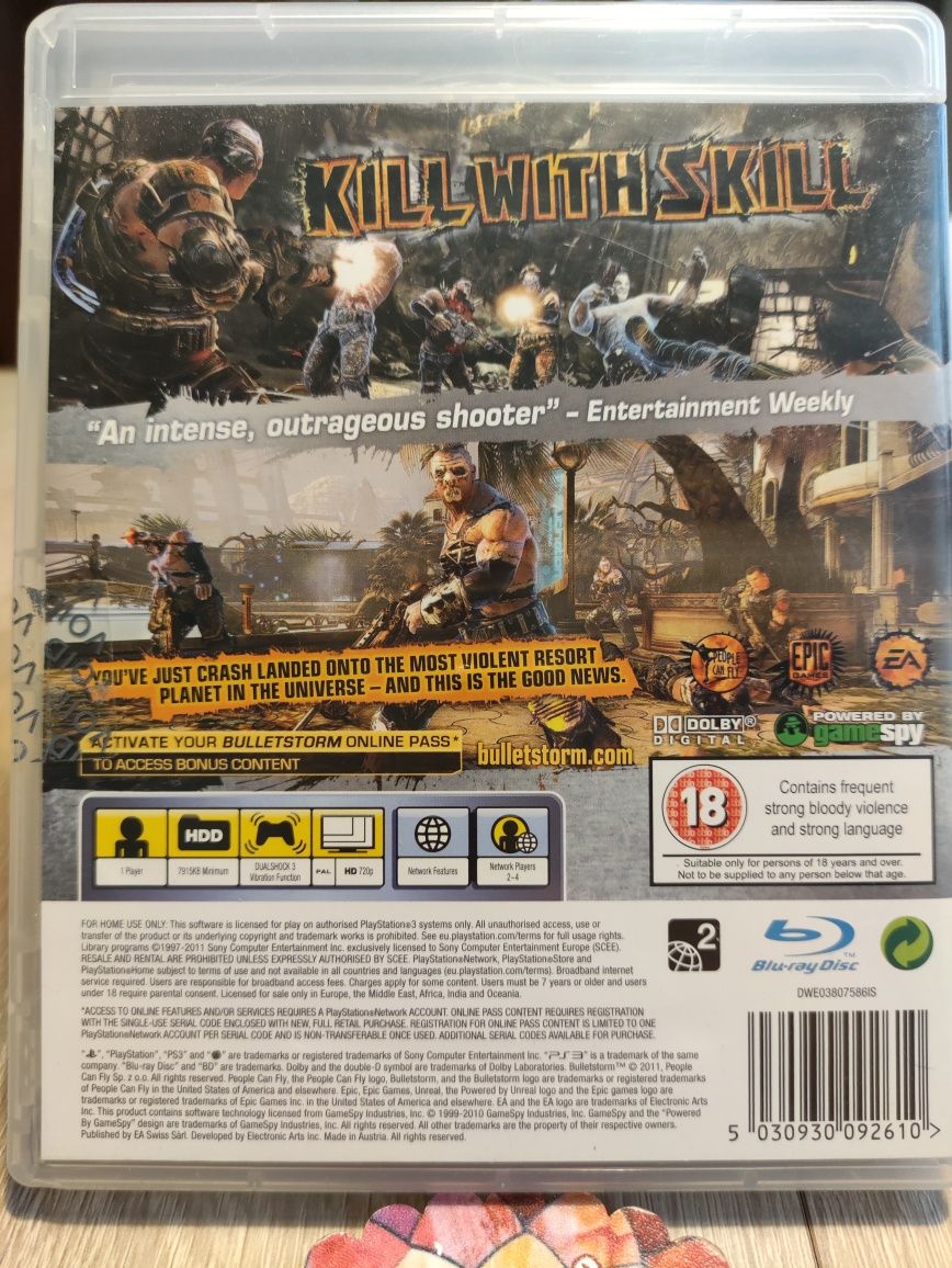 PS3, gra Bulletstorm, wysyłka olx natychmiast