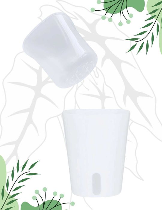 Doniczka samonawadniająca z przezroczystym wkładem i knotem 15cm