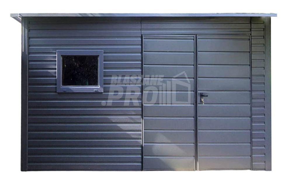 Schowek - domek 4x3m  okno - antracyt - dach spad w tył GP623