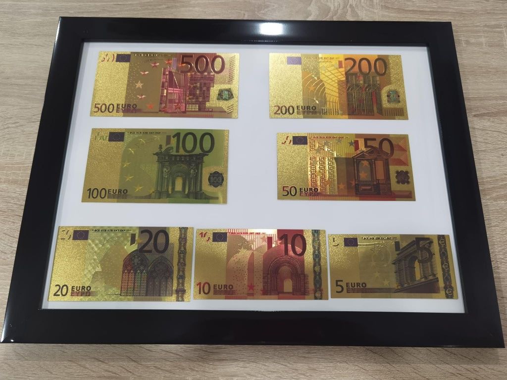 Quadro das notas douradas do euro