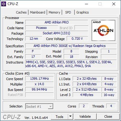 Процесор  AM4 AMD Athlon Pro 300GE 3.4GHz 2/4 4MB DDR4 2666 Vega
