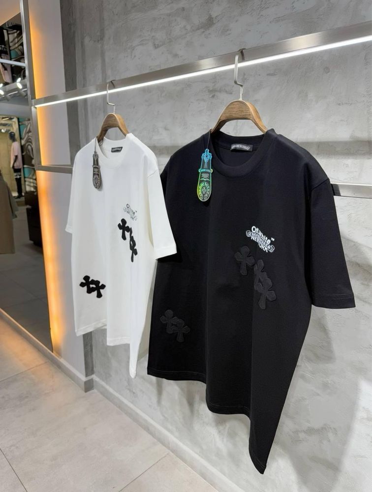 Футболка Chrome Hearts чоловіча біла і чорна, футболка хром хартс