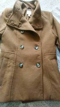 Płaszcz kurtka brązowa guziki H&M rozmiar 36 S