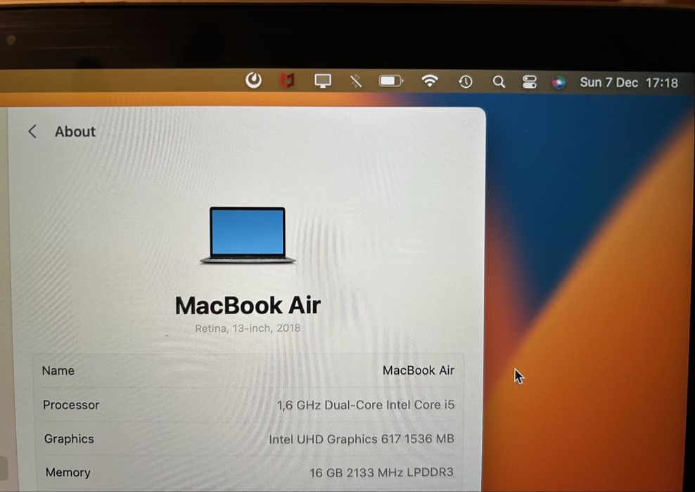 McBook Air I5 16GB 500GB