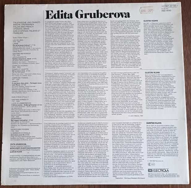 Disco vinil - Edita Gruberova - Opera Arias Francesas e Italianas