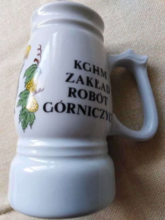 porcelanowy kufel do piwa KGHM 1989 r.