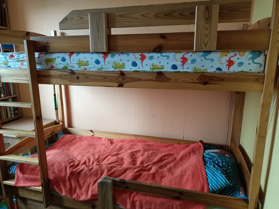 Drewniane łóżko piętrowe 80x190 cm