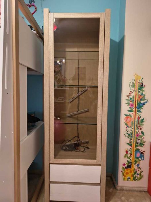 Gablota z podświetleniem - dąb sonoma - 202x64 cm