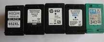 Puste kartridże HP 652 - 4 szt. HP 342 - 1 szt. razem 5 sztuk tusz