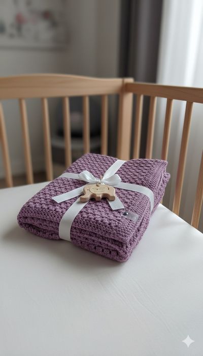 Ciepły wykonany z wełny merinos kocyk dla Dziecka, idealny na zimę