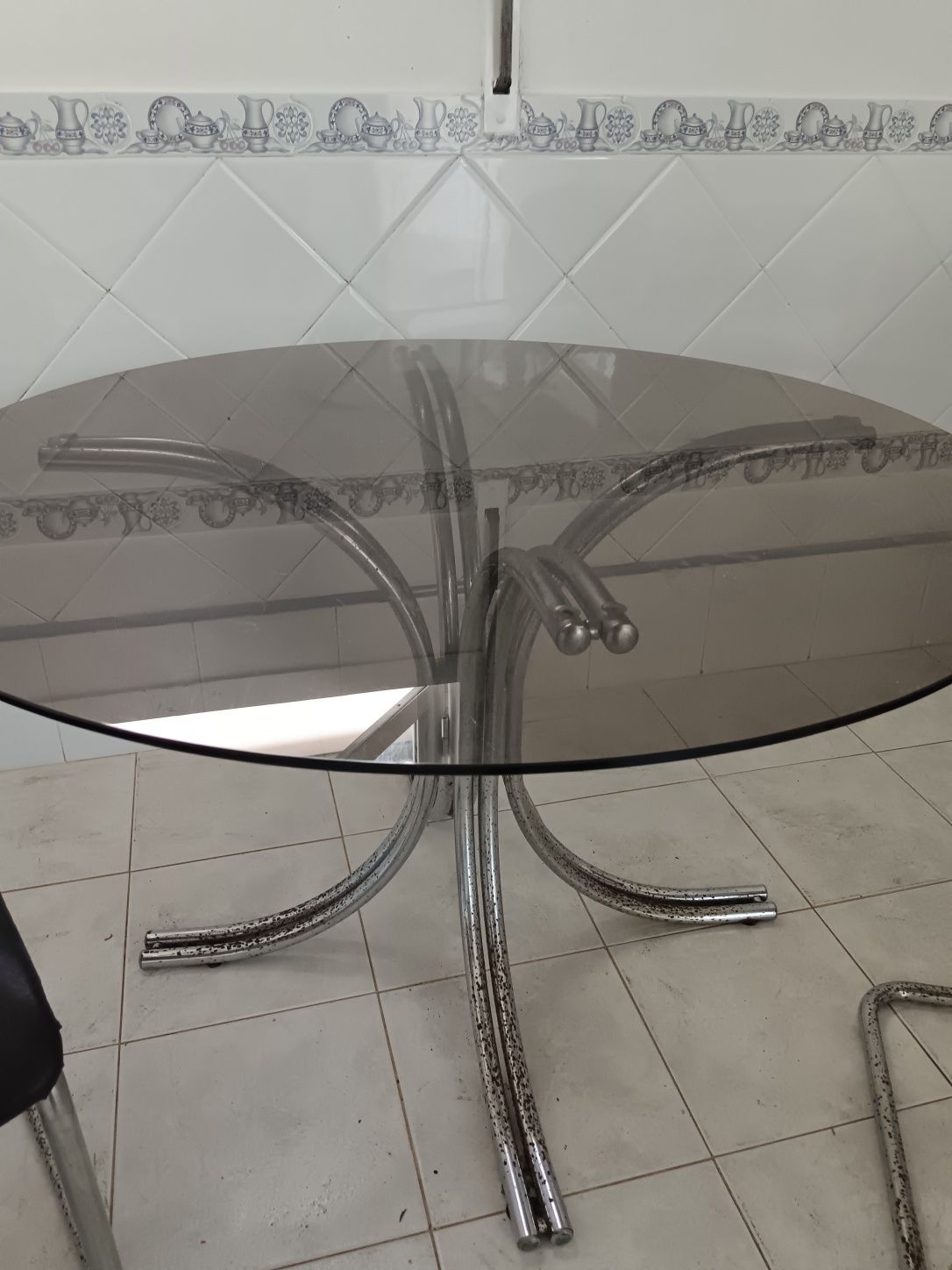 Conjunto mesa de vidro