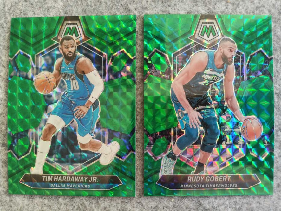 2 karty NBA 2023-24 Mosaic Green Prizm Hardaway Jr Gobert Timberwolves