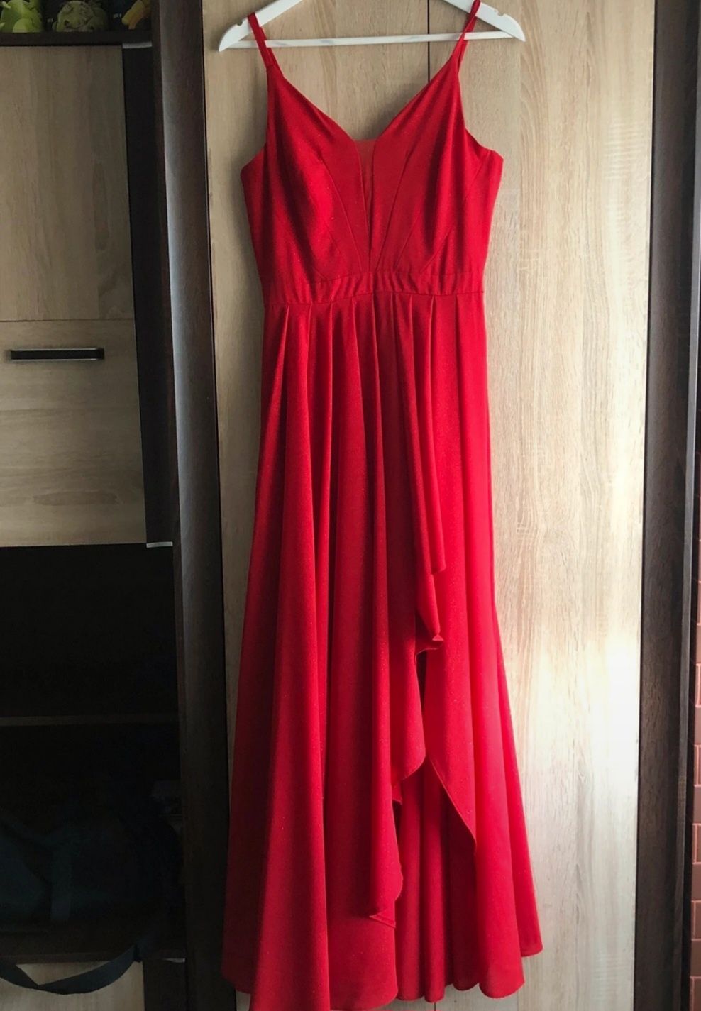 Czerwona sukienka długa maxi bal studniówka wesele coś jak lou bride
