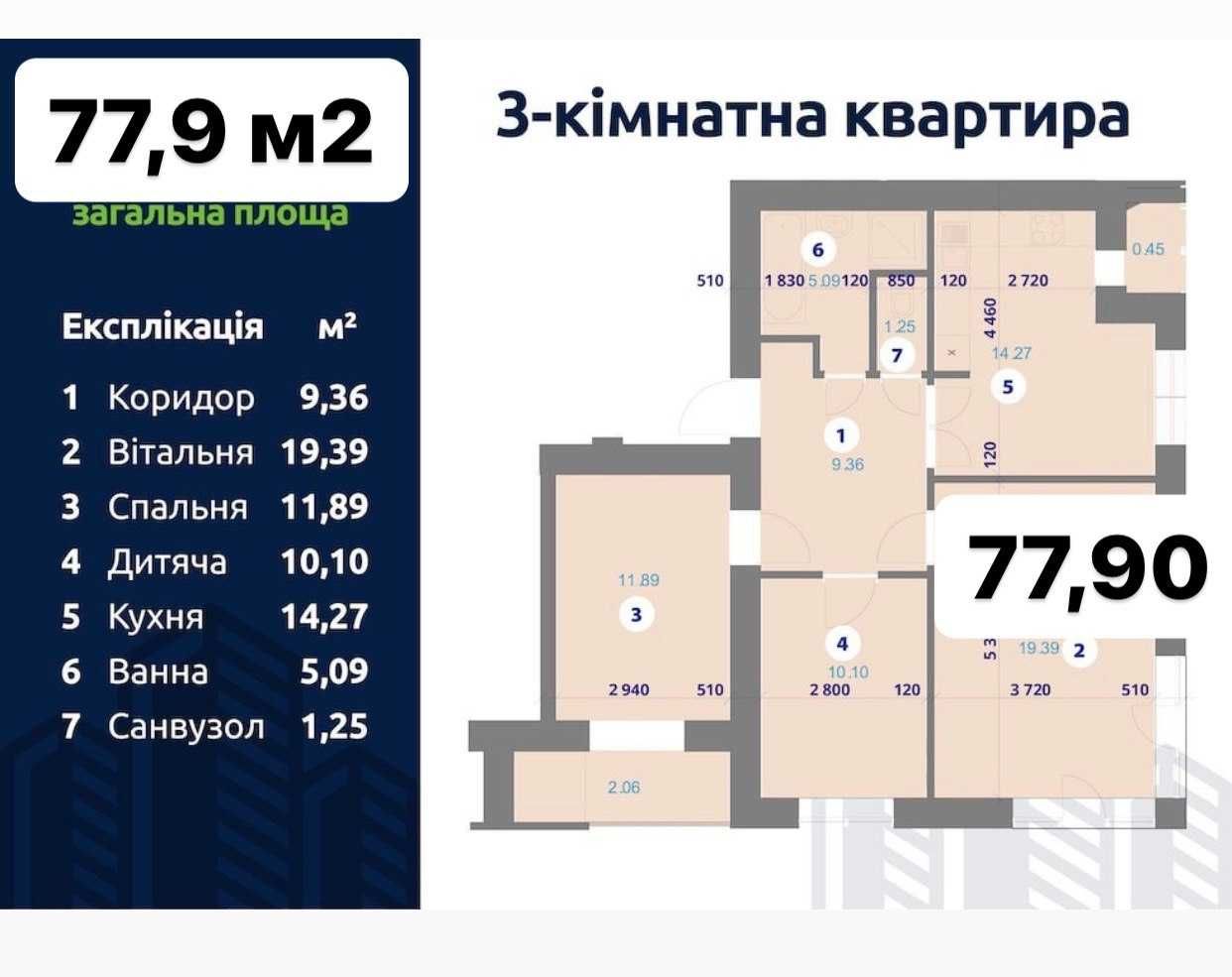 Трикімнатна здана квартира з кухнею студіо, можна під Єоселю