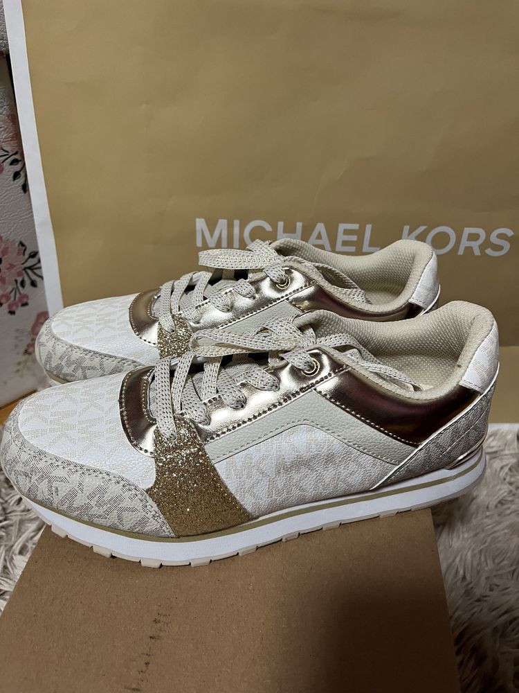 Michael Kors sneakersy billie Jogger złote logowane wysokie r. 36